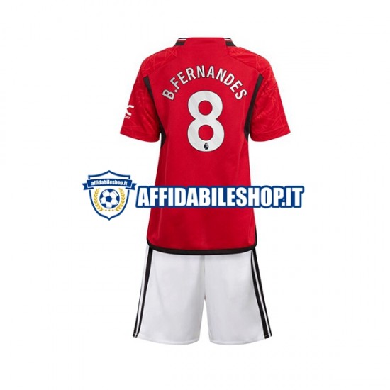 Maglia Manchester United B Fernandes 8 2023-2024 Bambino 3-13 anni Manica Corta, Gara Home