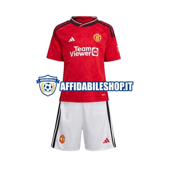 Maglia Manchester United 2023-2024 Bambino 3-13 anni Manica Corta, Gara Home