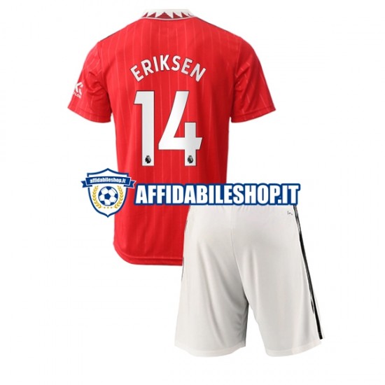 Maglia Manchester United Christian Eriksen 14 2022-2023 Bambino 3-13 anni Manica Corta, Gara Home