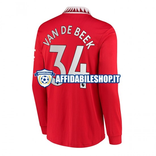 Maglia Manchester United Donny van de Beek 34 2022-2023 Uomo Manica Lunga, Gara Home