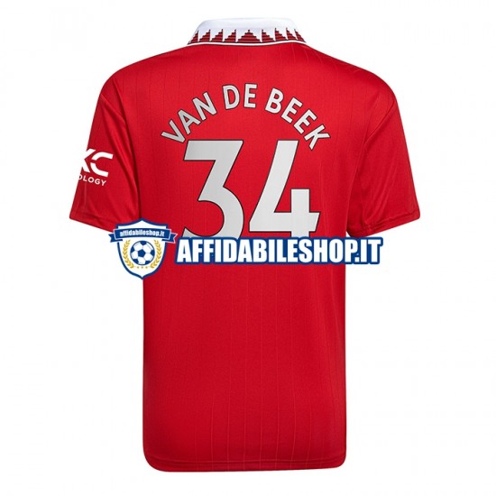 Maglia Manchester United Donny van de Beek 34 2022-2023 Uomo Manica Corta, Gara Home