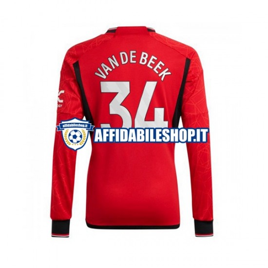 Maglia Manchester United Donny van de Beek 34 2023-2024 Uomo Manica Lunga, Gara Home