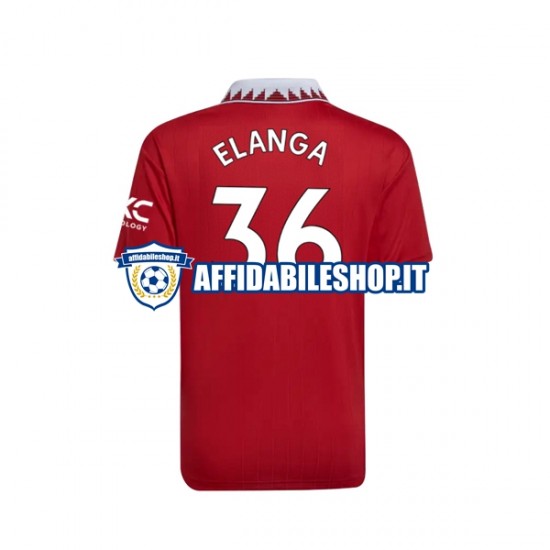 Maglia Manchester United Elanga 36 2022-2023 Uomo Manica Corta, Gara Home