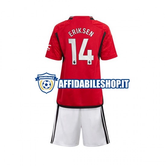 Maglia Manchester United Eriksen 14 2023-2024 Bambino 3-13 anni Manica Corta, Gara Home