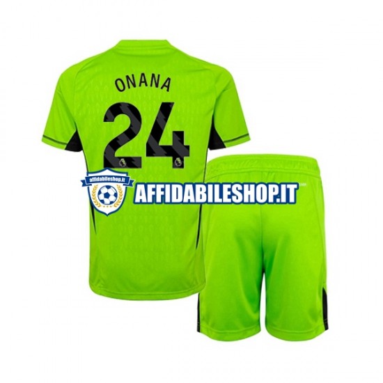 Maglia Manchester United Portiere Andre Onana 24 2023-2024 Bambino 3-13 anni Manica Corta, Gara Home