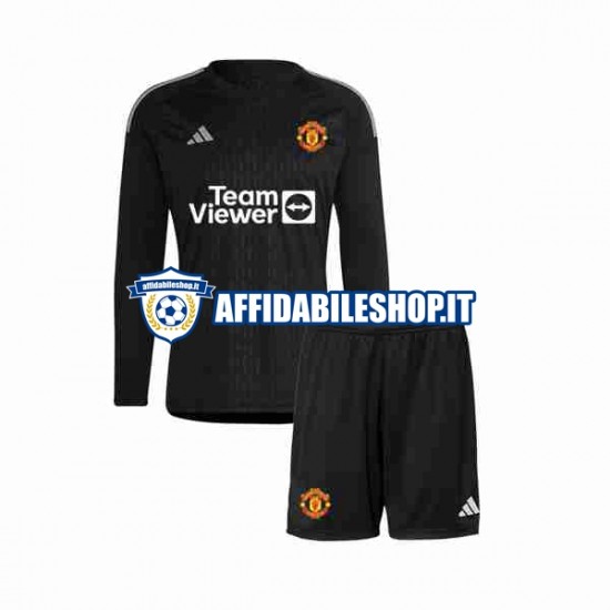 Maglia Manchester United Portiere 2023-2024 Bambino 3-13 anni Manica Lunga, Gara Terza