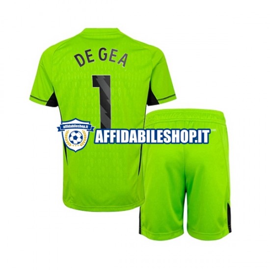 Maglia Manchester United Portiere DE GEA 1 2023-2024 Bambino 3-13 anni Manica Corta, Gara Home