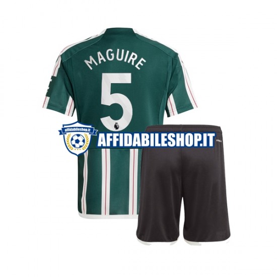 Maglia Manchester United Harry Maguire 5 2023-2024 Bambino 3-13 anni Manica Corta, Gara Away