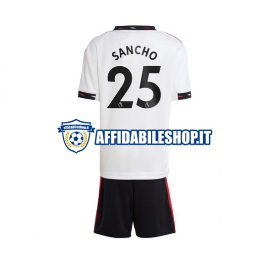 Maglia Manchester United Jadon Sancho 25 2022-2023 Bambino 3-13 anni Manica Corta, Gara Away