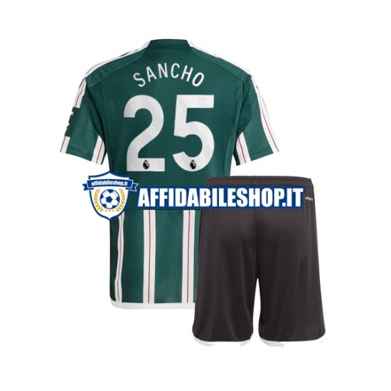 Maglia Manchester United Jadon Sancho 25 2023-2024 Bambino 3-13 anni Manica Corta, Gara Away