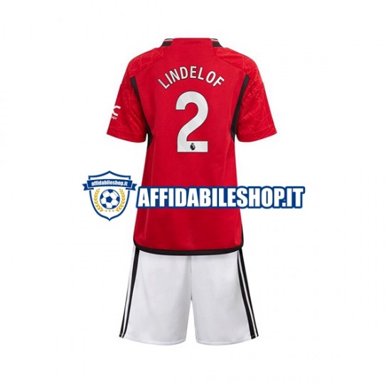 Maglia Manchester United Lindelof 2 2023-2024 Bambino 3-13 anni Manica Corta, Gara Home