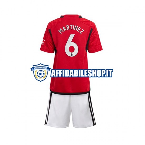 Maglia Manchester United Lisandro Martinez 6 2023-2024 Bambino 3-13 anni Manica Corta, Gara Home