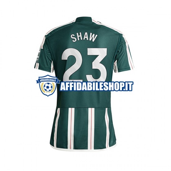 Maglia Manchester United Luke Shaw 23 2023-2024 Uomo Manica Corta, Gara Away