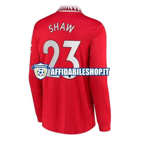 Maglia Manchester United Luke Shaw 23 2022-2023 Uomo Manica Lunga, Gara Home