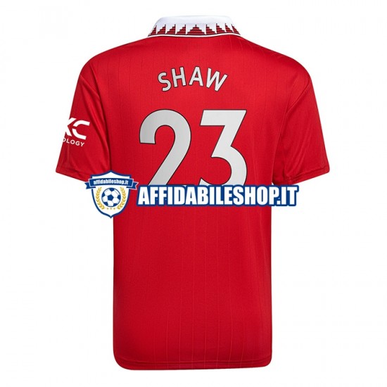 Maglia Manchester United Luke Shaw 23 2022-2023 Uomo Manica Corta, Gara Home