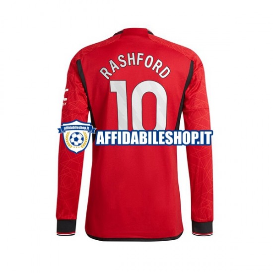 Maglia Manchester United Marcus Rashford 10 2023-2024 Uomo Manica Lunga, Gara Home