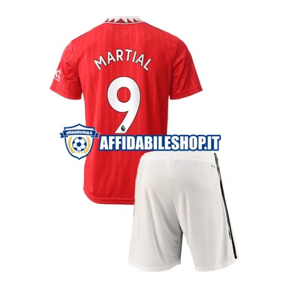 Maglia Manchester United Martial 9 2022-2023 Bambino 3-13 anni Manica Corta, Gara Home