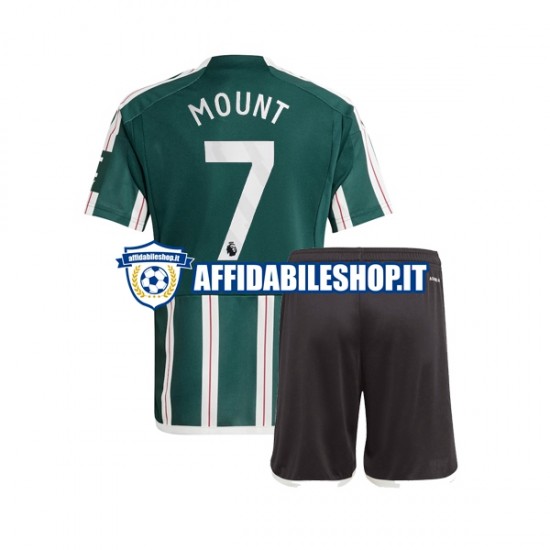 Maglia Manchester United Mason Mount 7 2023-2024 Bambino 3-13 anni Manica Corta, Gara Away