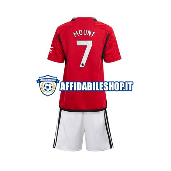 Maglia Manchester United Mount 7 2023-2024 Bambino 3-13 anni Manica Corta, Gara Home