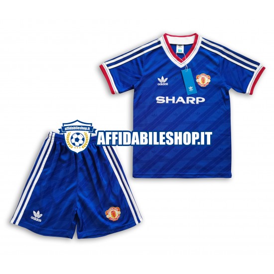 Maglia Manchester United Retro 1986 Bambino 3-13 anni Manica Corta, Gara Away