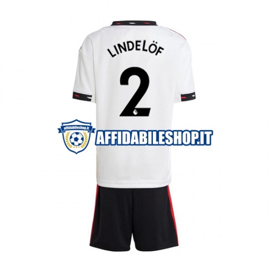 Maglia Manchester United Victor Lindelof 2 2022-2023 Bambino 3-13 anni Manica Corta, Gara Away