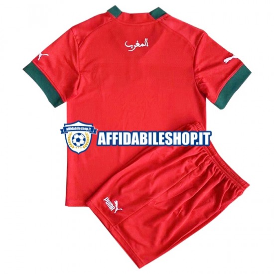 Maglia Marocco World Cup 2022 Bambino 3-13 anni Manica Corta, Gara Home