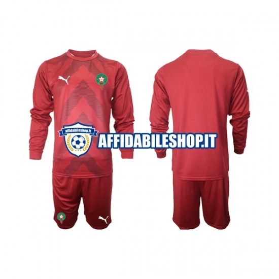 Maglia Marocco Portiere 2022 Bambino 3-13 anni Manica Lunga, Gara Home