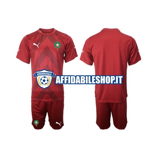 Maglia Marocco Portiere 2022 Bambino 3-13 anni Manica Corta, Gara Home