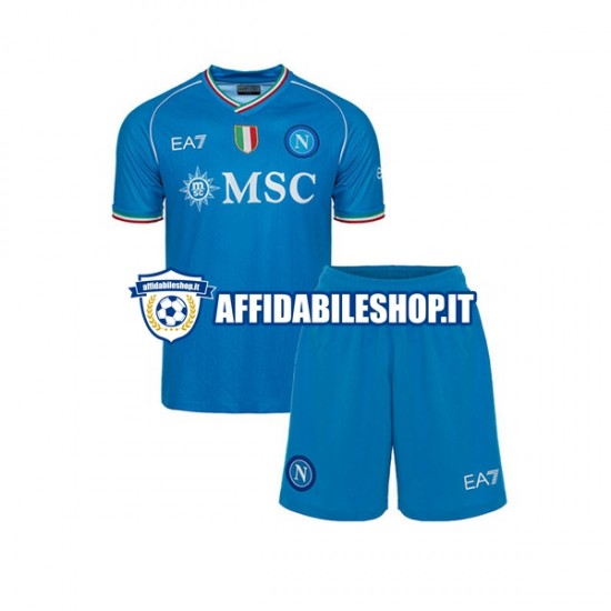 Maglia Napoli 2023-2024 Bambino 3-13 anni Manica Corta, Gara Home