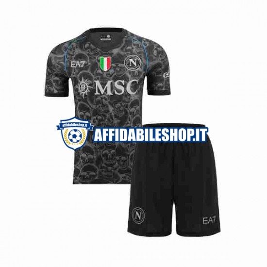 Maglia Napoli Halloween 2023-2024 Bambino 3-13 anni Manica Corta, Gara Home