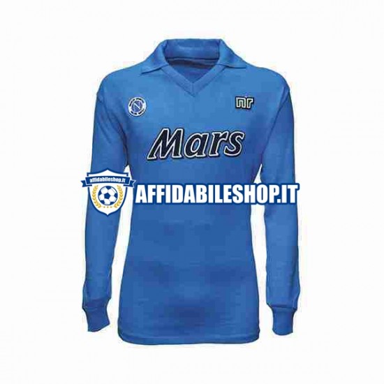 Maglia Napoli Retro 1989 1990 Uomo Manica Lunga, Gara Home