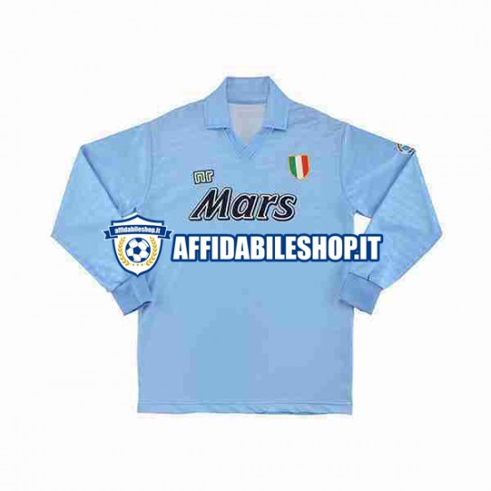 Maglia Napoli Retro 1990 1991 Uomo Manica Lunga, Gara Home