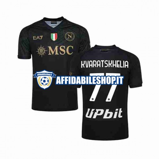 Maglia Napoli KVARATSKHELIA 77 2023-2024 Uomo Manica Corta, Gara Terza