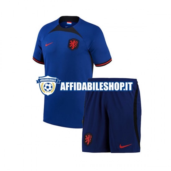 Maglia Paesi Bassi World Cup 2022 Bambino 3-13 anni Manica Corta, Gara Away