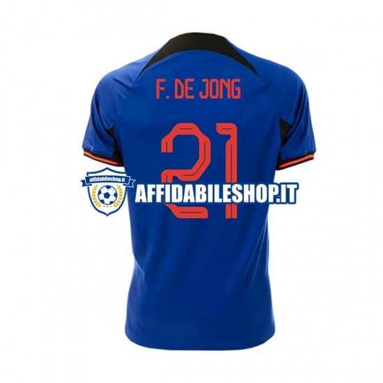 Maglia Paesi Bassi Frenkie de Jong 21 World Cup 2022 Uomo Manica Corta, Gara Away