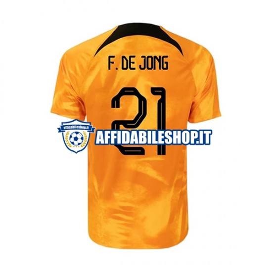 Maglia Paesi Bassi Frenkie de Jong 21 World Cup 2022 Uomo Manica Corta, Gara Home