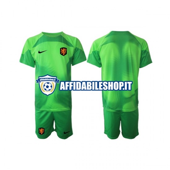 Maglia Paesi Bassi Portiere World Cup 2022 Bambino 3-13 anni Manica Corta, Gara Away