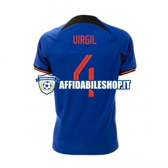 Maglia Paesi Bassi Virgil 4 World Cup 2022 Uomo Manica Corta, Gara Away