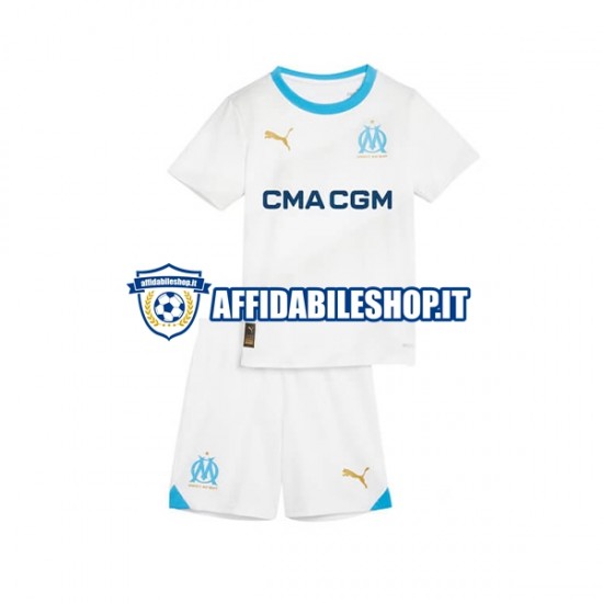 Maglia Olympique de Marseille 2023-2024 Bambino 3-13 anni Manica Corta, Gara Home