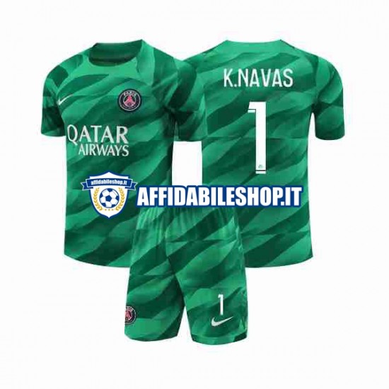 Maglia Paris Saint-Germain Portiere K.NAVAS 1 2023-2024 Bambino 3-13 anni Manica Corta, Gara Home