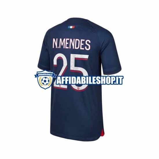 Maglia Paris Saint-Germain N.Mendes 25 2023-2024 Uomo Manica Corta, Gara Home