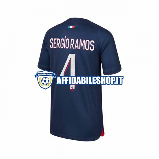 Maglia Paris Saint-Germain Sergio Ramos 4 2023-2024 Uomo Manica Corta, Gara Home