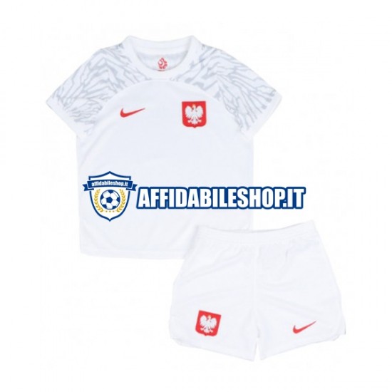 Maglia Polonia World Cup 2022 Bambino 3-13 anni Manica Corta, Gara Home