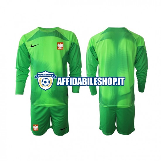 Maglia Polonia Portiere World Cup 2022 Bambino 3-13 anni Manica Lunga, Gara Home