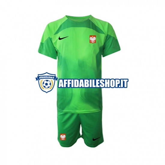 Maglia Polonia Portiere World Cup 2022 Bambino 3-13 anni Manica Corta, Gara Home