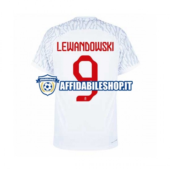 Maglia Polonia Lewandowski 9 World Cup 2022 Uomo Manica Corta, Gara Home