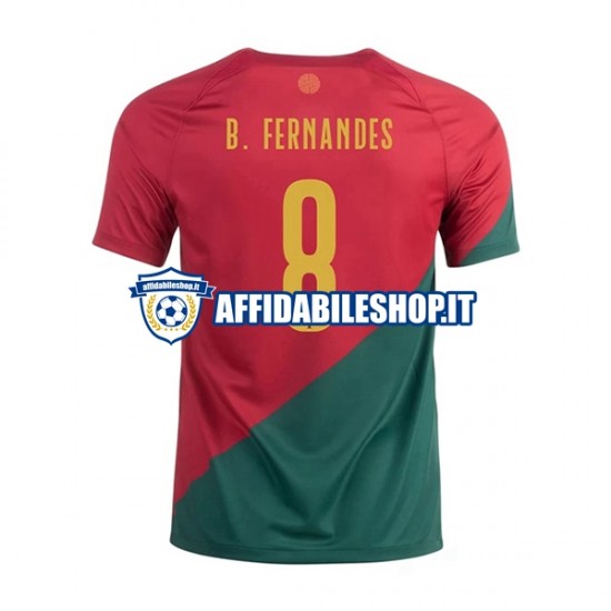 Maglia Portogallo B.Fernandes 8 World Cup 2022 Uomo Manica Corta, Gara Home