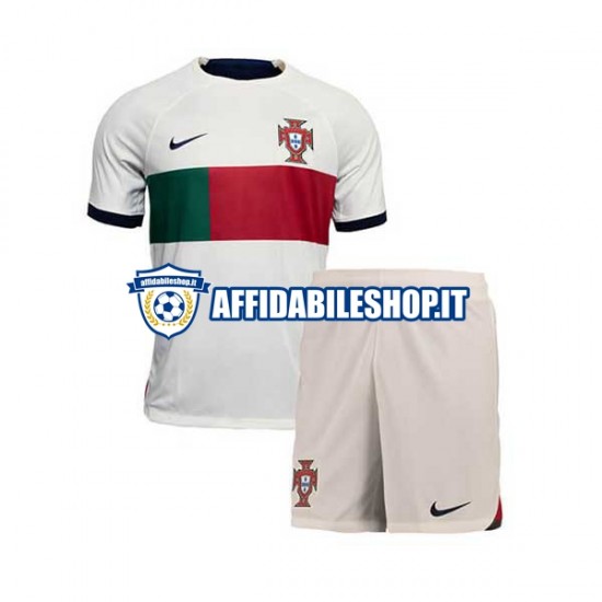 Maglia Portogallo World Cup 2022 Bambino 3-13 anni Manica Corta, Gara Away