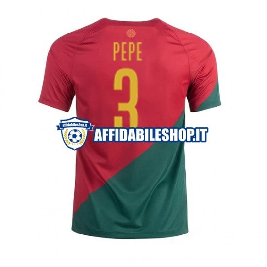 Maglia Portogallo PEPE 3 World Cup 2022 Uomo Manica Corta, Gara Home