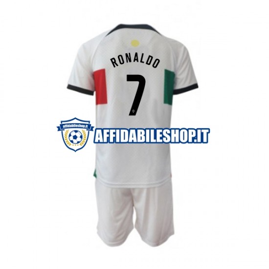 Maglia Portogallo Ronaldo 7 World Cup 2022 Bambino 3-13 anni Manica Corta, Gara Away